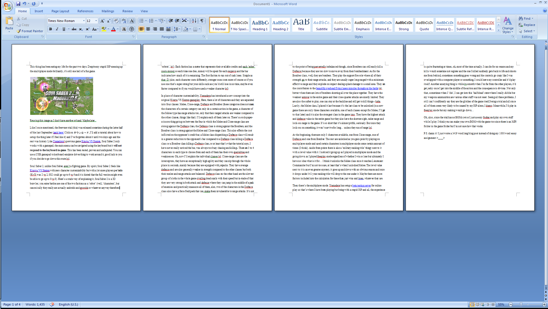 How many pages is 1200 words double spaced